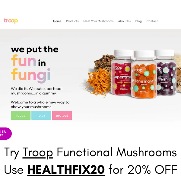 We put the FUN in fungi!  We did it.  We put superfood mushrooms...in a mushroom.  Use HEALTHFIX20 for 20% OFF!