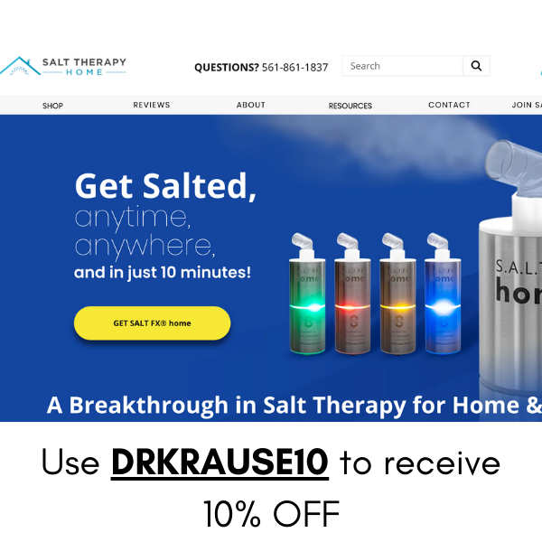 Get Salted anytime, anywhere and in just 10 minutes! A breakthrough for salt therapy for home and travel. 