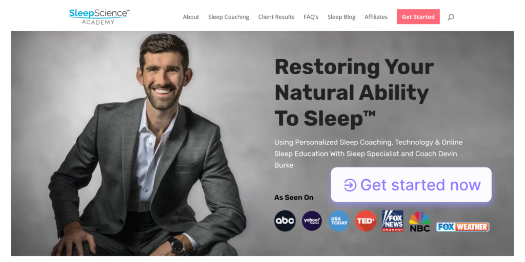 Restoring your natural ability to sleep.  Using personalized sleep coaching. Technology and online sleep education with sleep specialist and coach Devin Burke.
